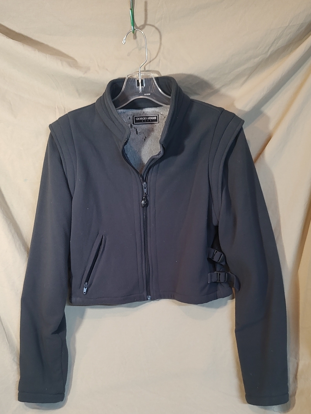 Vintage Giorgio Armani Cropped Fleece Tactical Bomber Jacket